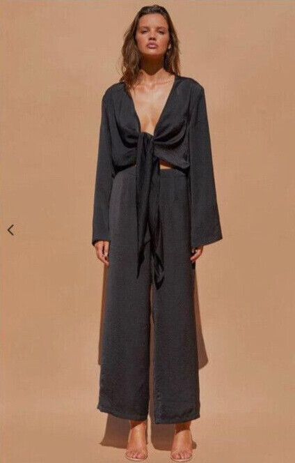 Long Sleeve Matte Satin Jumpsuit