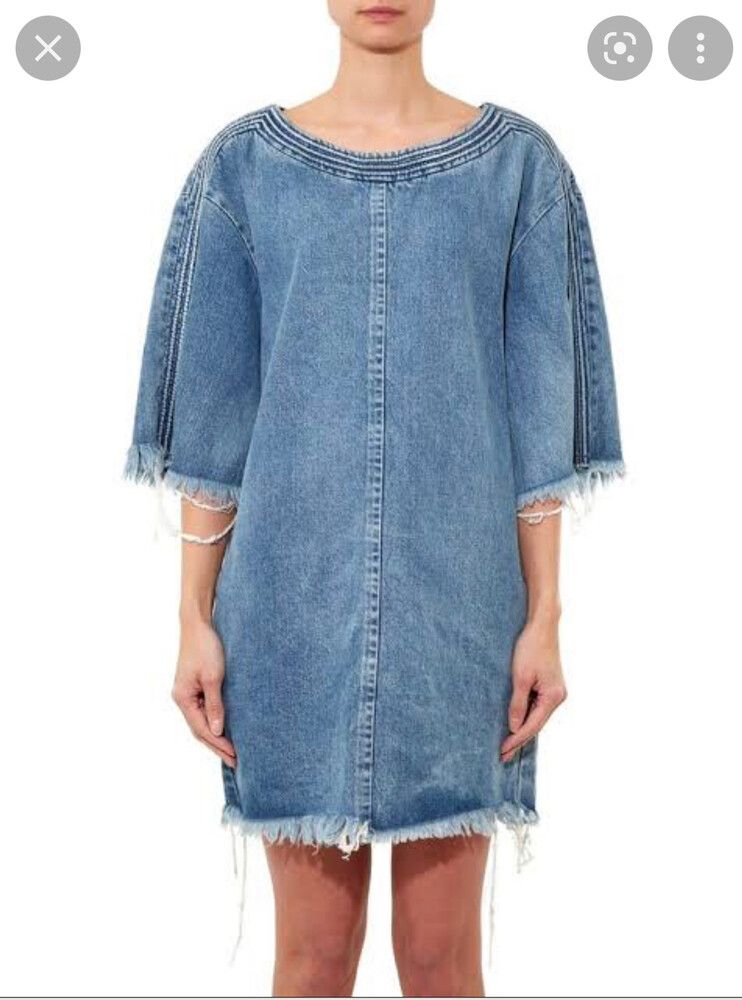 Chloe - Chloe Denim Frayed Dress on Designer Wardrobe