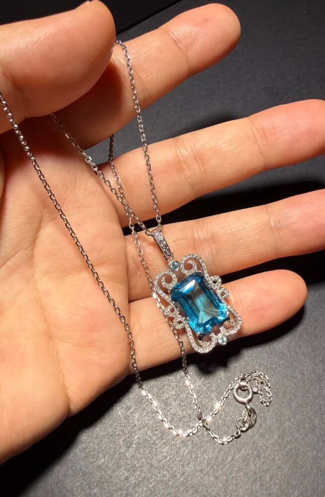 Italian sterling silver topaz pendant necklace
