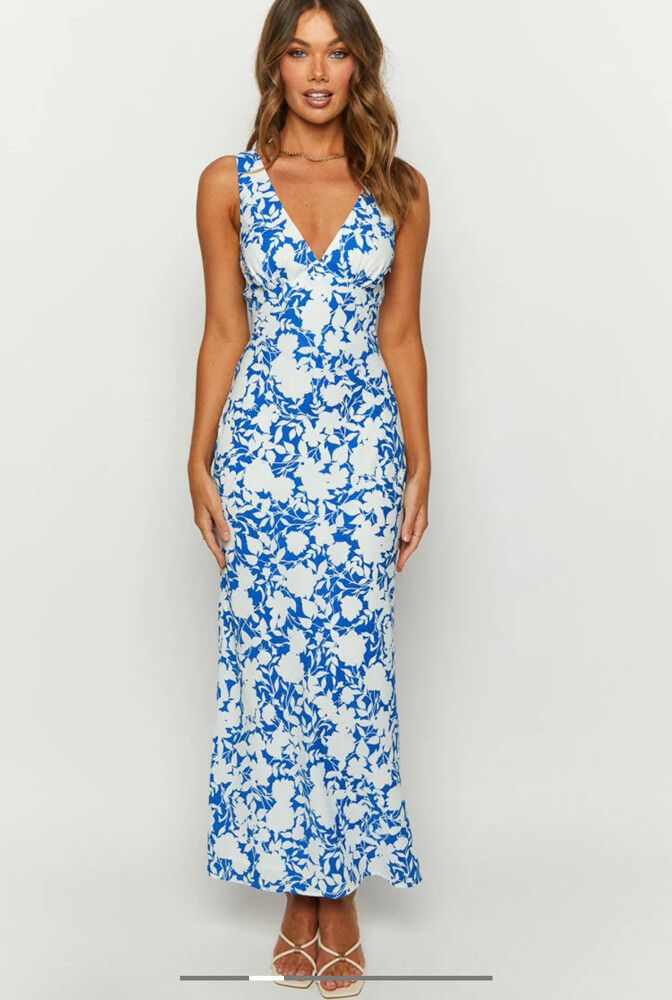 Beginning Boutique - Verlaine Blue Floral Maxi Dress on Designer Wardrobe