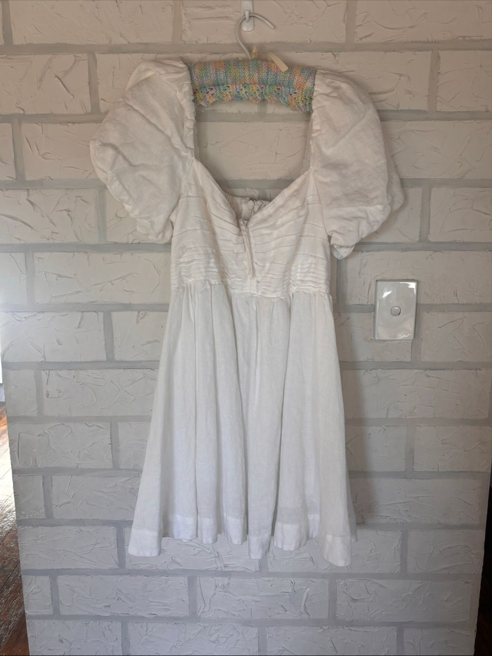 White Puff Sleeve Mini Dress