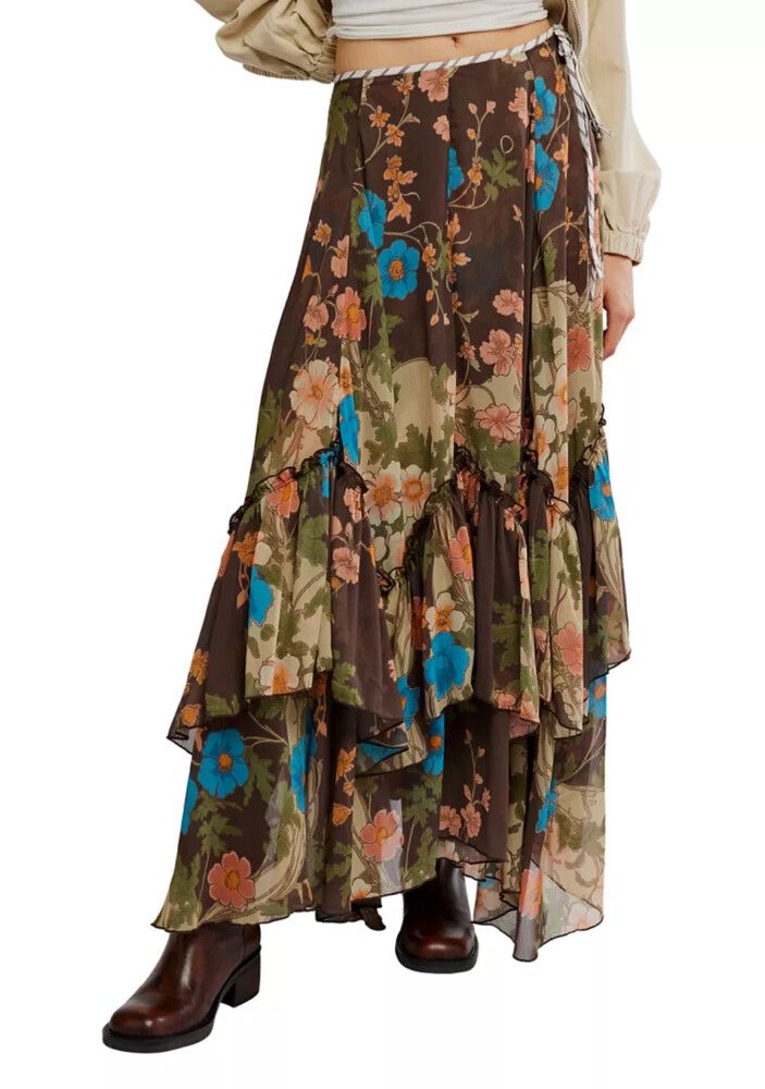 free people PALERMO - Maxi skirt - brown combo