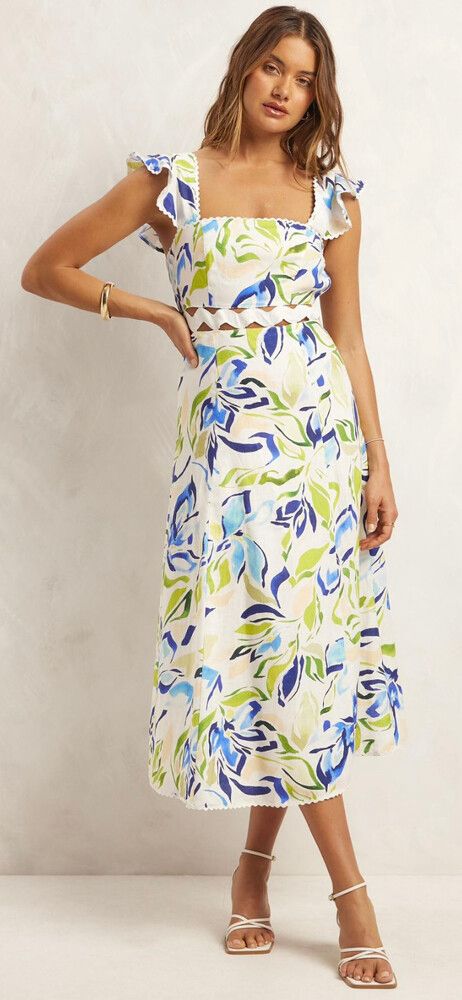 Aere White Floral Dress