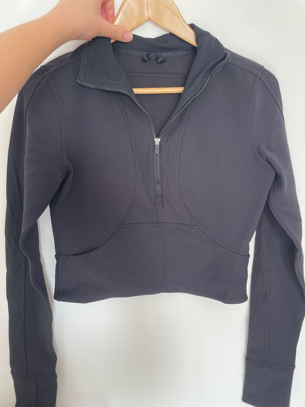 Lululemon black ribbed half zip long sleeve