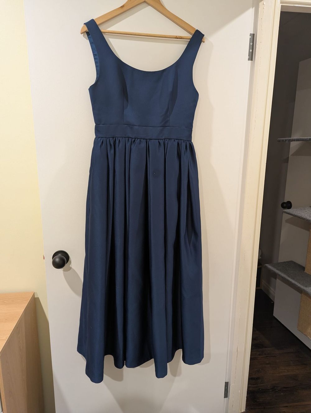 Leo & Lin - Leo Lin Colleen Midi dress in navy on Designer Wardrobe Leo & Lin - Leo Lin Colleen Midi dress in navy on Designer Wardrobe