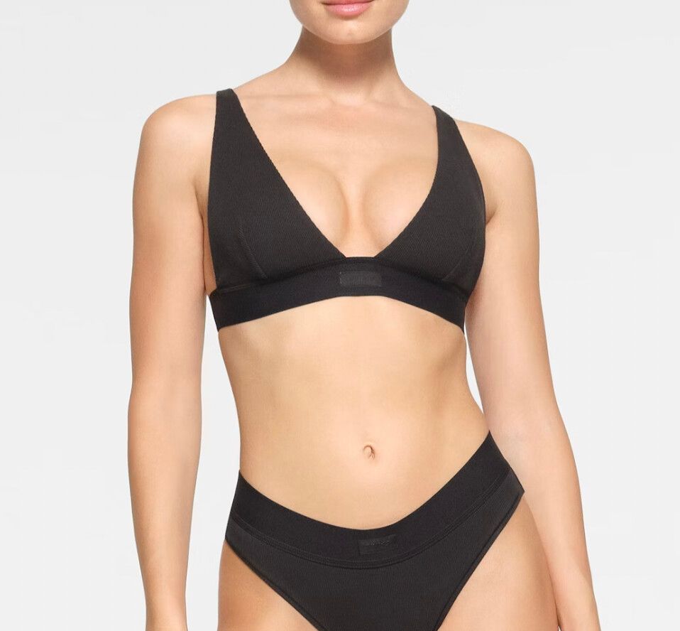 Skims Cotton Rib Plunge Bralette