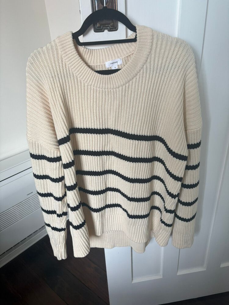 Commoners Cream And Black Knit Jumper