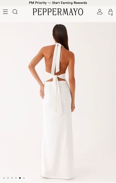 PepperMayo - Ilaria Halter Maxi Dress - White on Designer Wardrobe PepperMayo - Ilaria Halter Maxi Dress - White on Designer Wardrobe