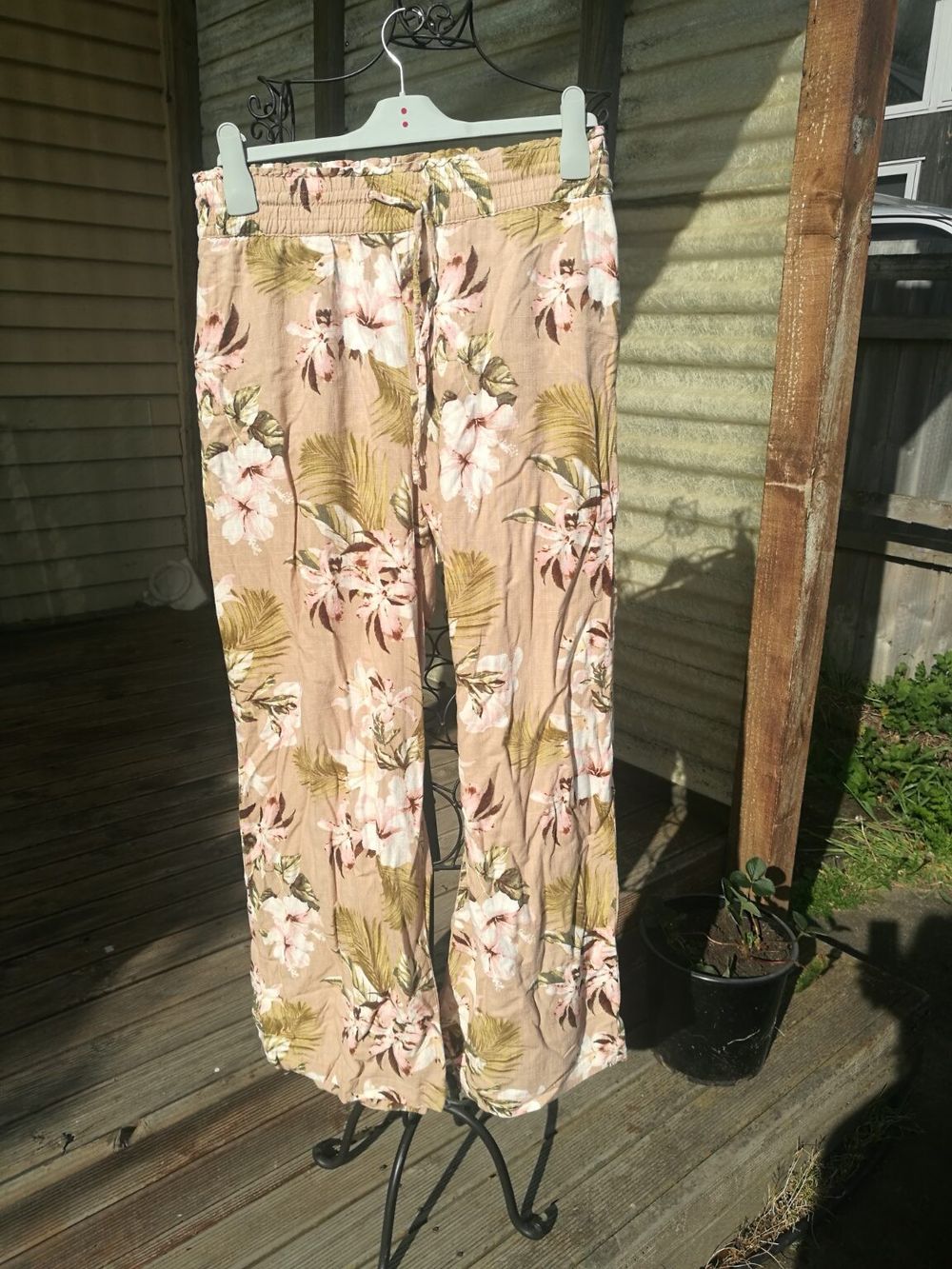 Tropical Boho Linen-Blend Pants 10 | Old Money Nude | Island Holiday| Gypsy