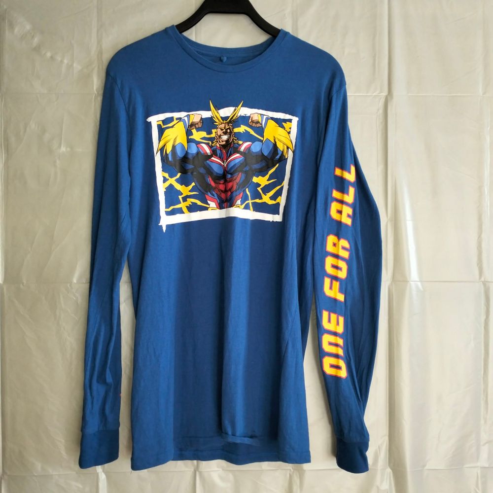 MY HERO ACADEMIA All Might T-Shirt XS Blue Long Sleeve One For All Anime Manga