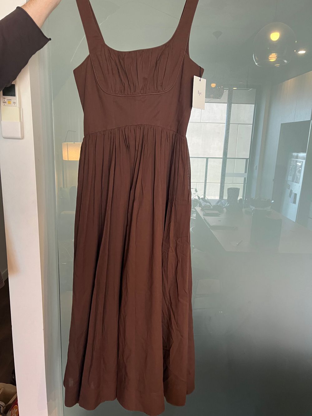 Aje. Brown Midi Dress