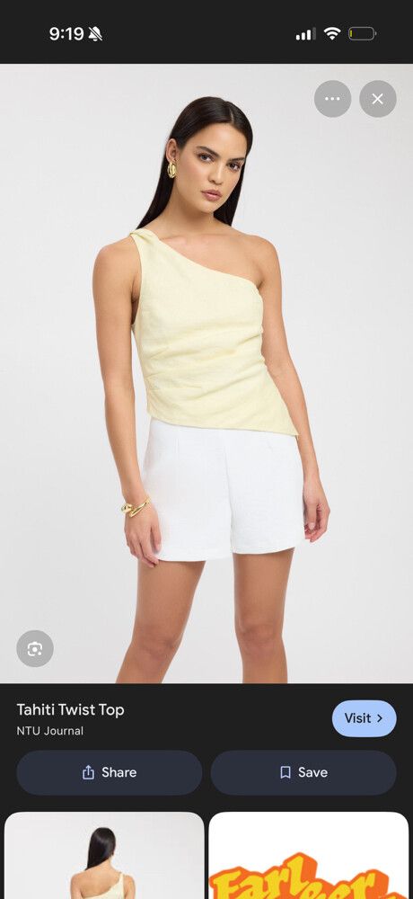 Kookai Yellow One Shoulder Top