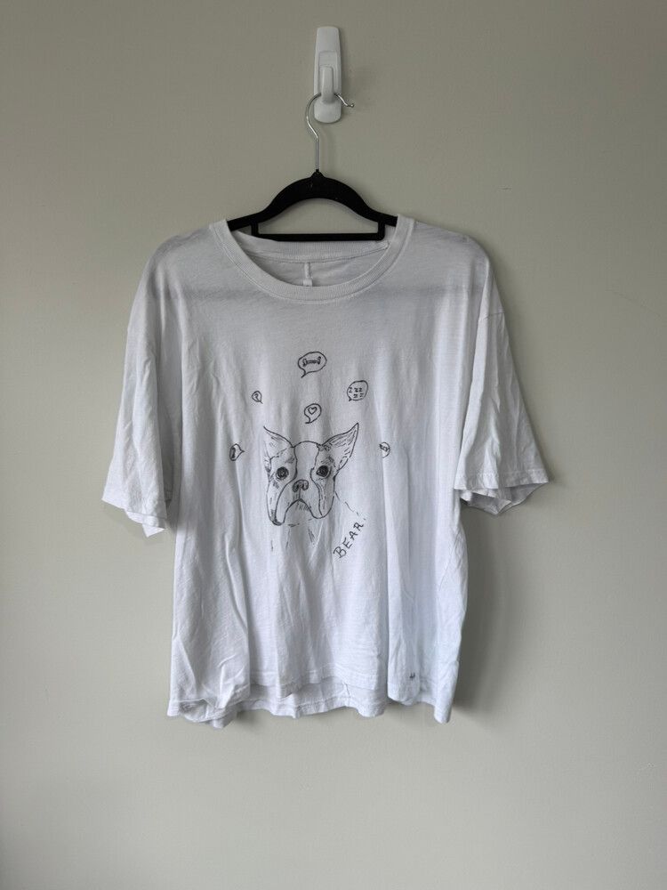Commoners White Tee With French Bulldog Size S