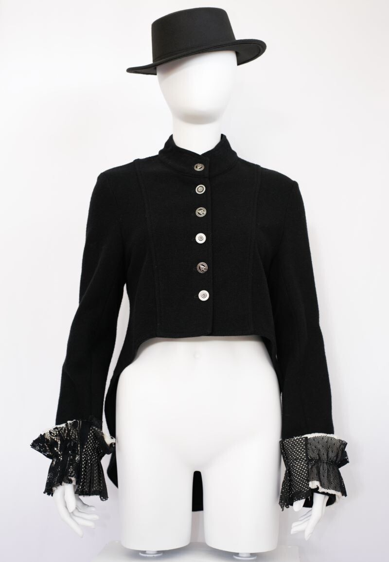 Revived and revamped Black Barbara Lee Wool Tailcoat Style Jacket