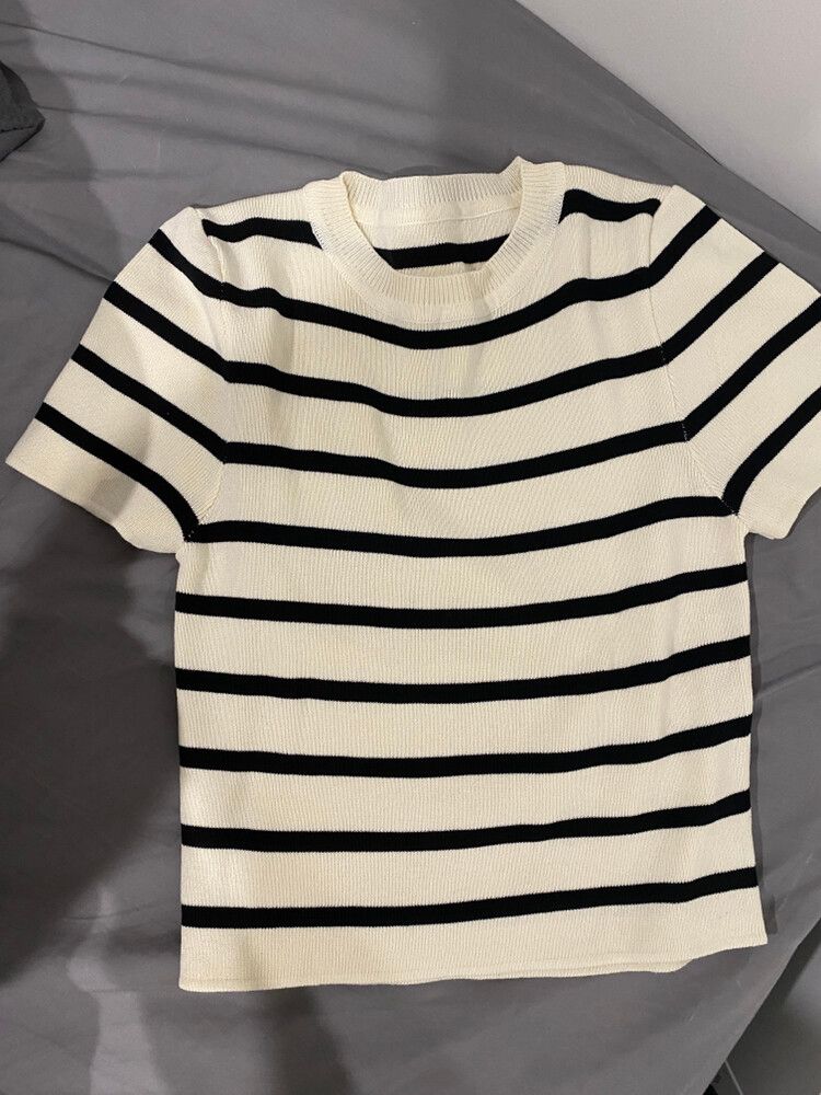 Striped Rib Crop Blouse