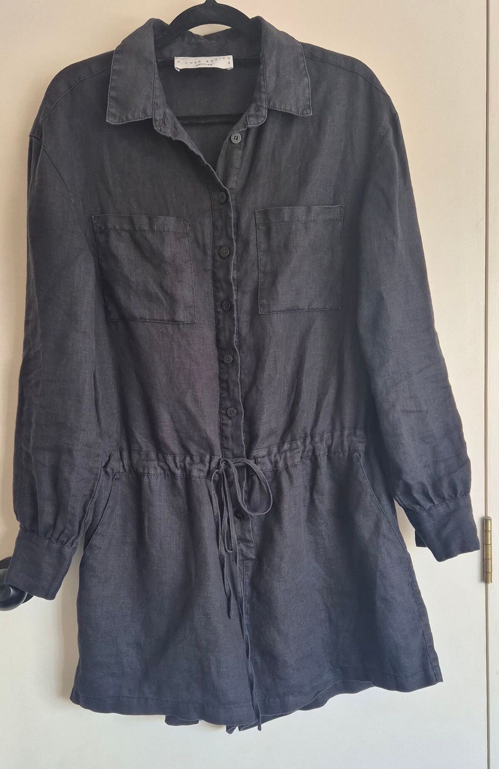 Decjuba Black Linen Playsuit