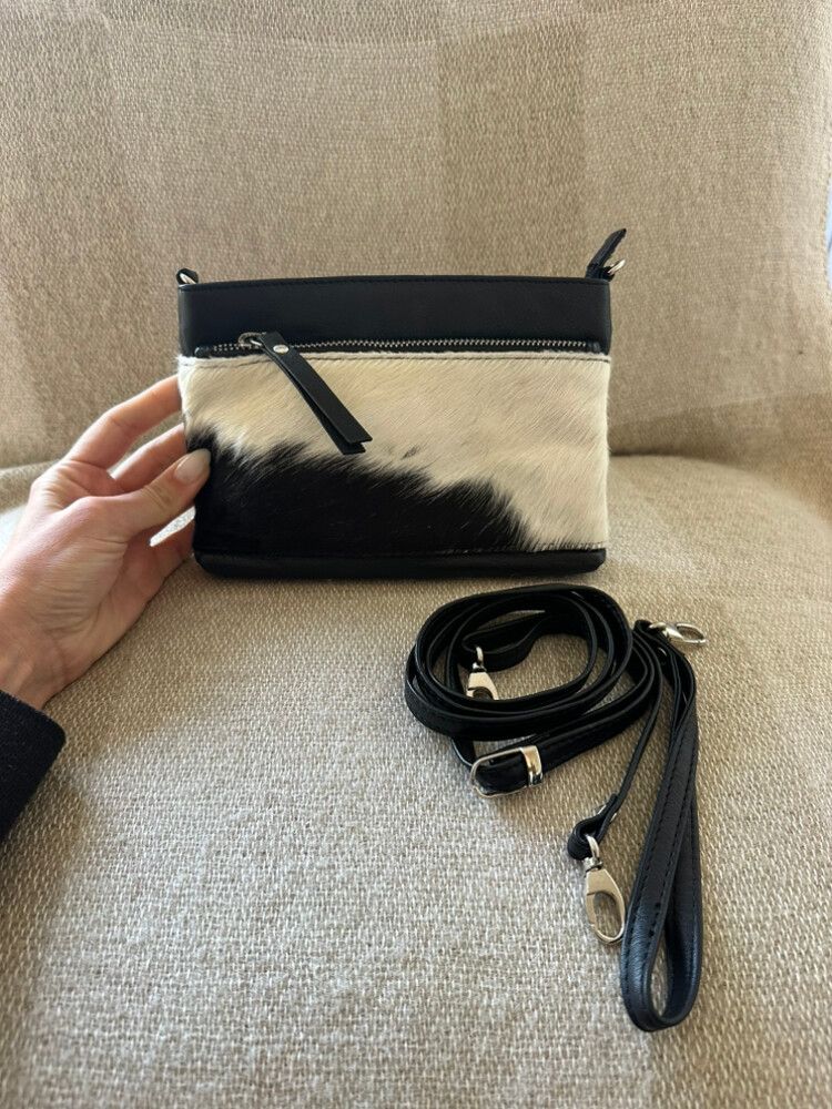 Black and White Crossbody Bag (leather)