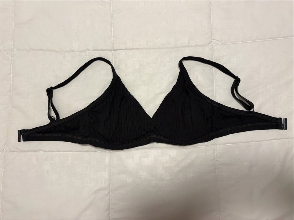 Seafolly Black Ribbed Triangle Bra