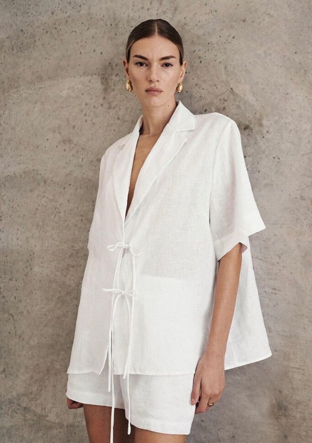 Emelia white linen wrap shirt