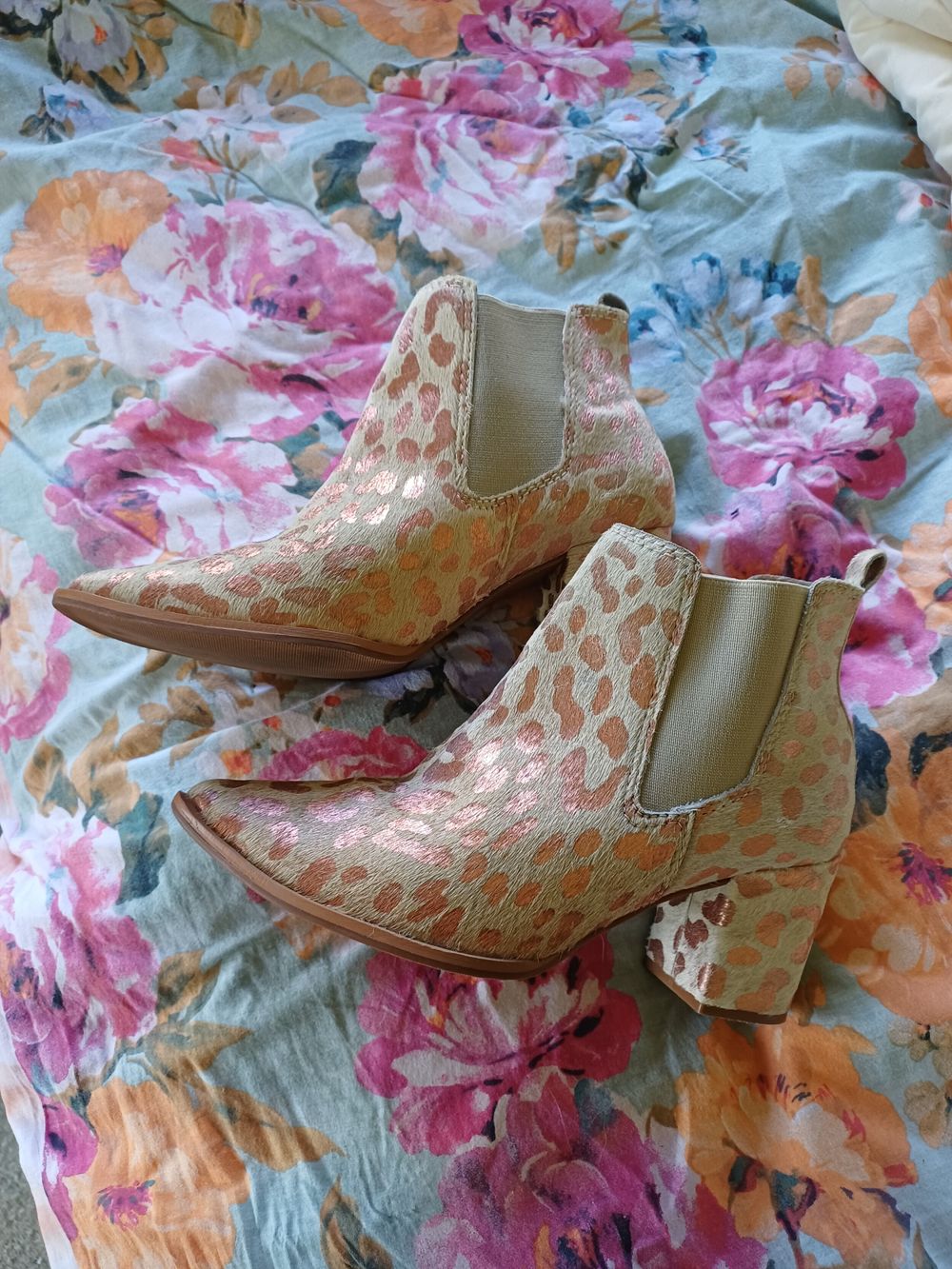 Hey Monday - Leather Leopard Print Ankle Boots