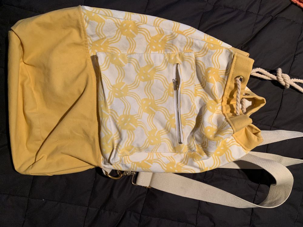 Karen Walker Yellow Print Backpack/duffle bag (large)