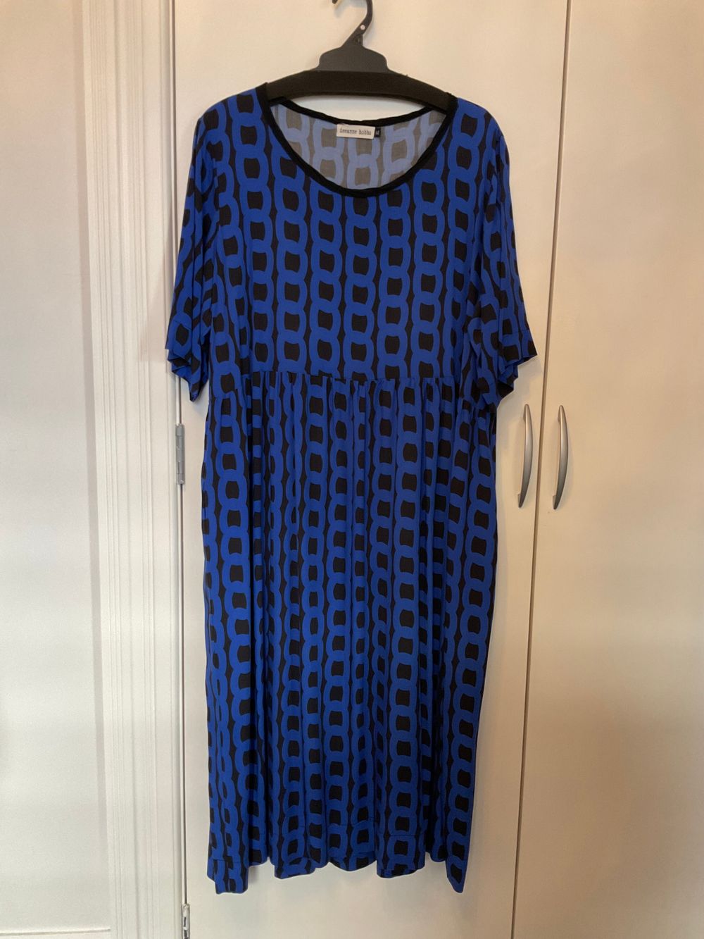 Deeanne Hobbs Blue And Black Geometric Print Dress - XL