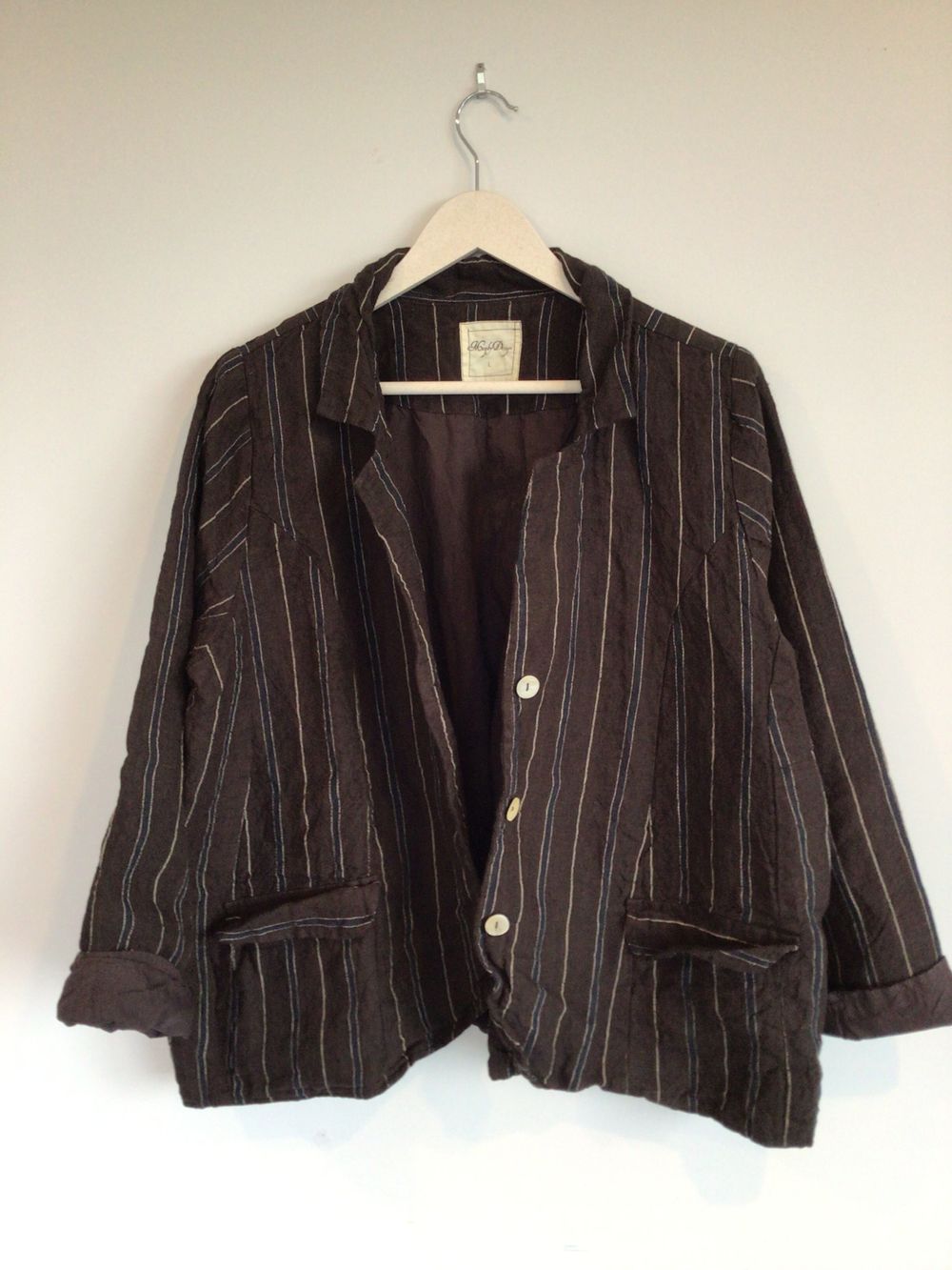Meg by design chocolate linen striped jacket. NEW NEVER WORN.