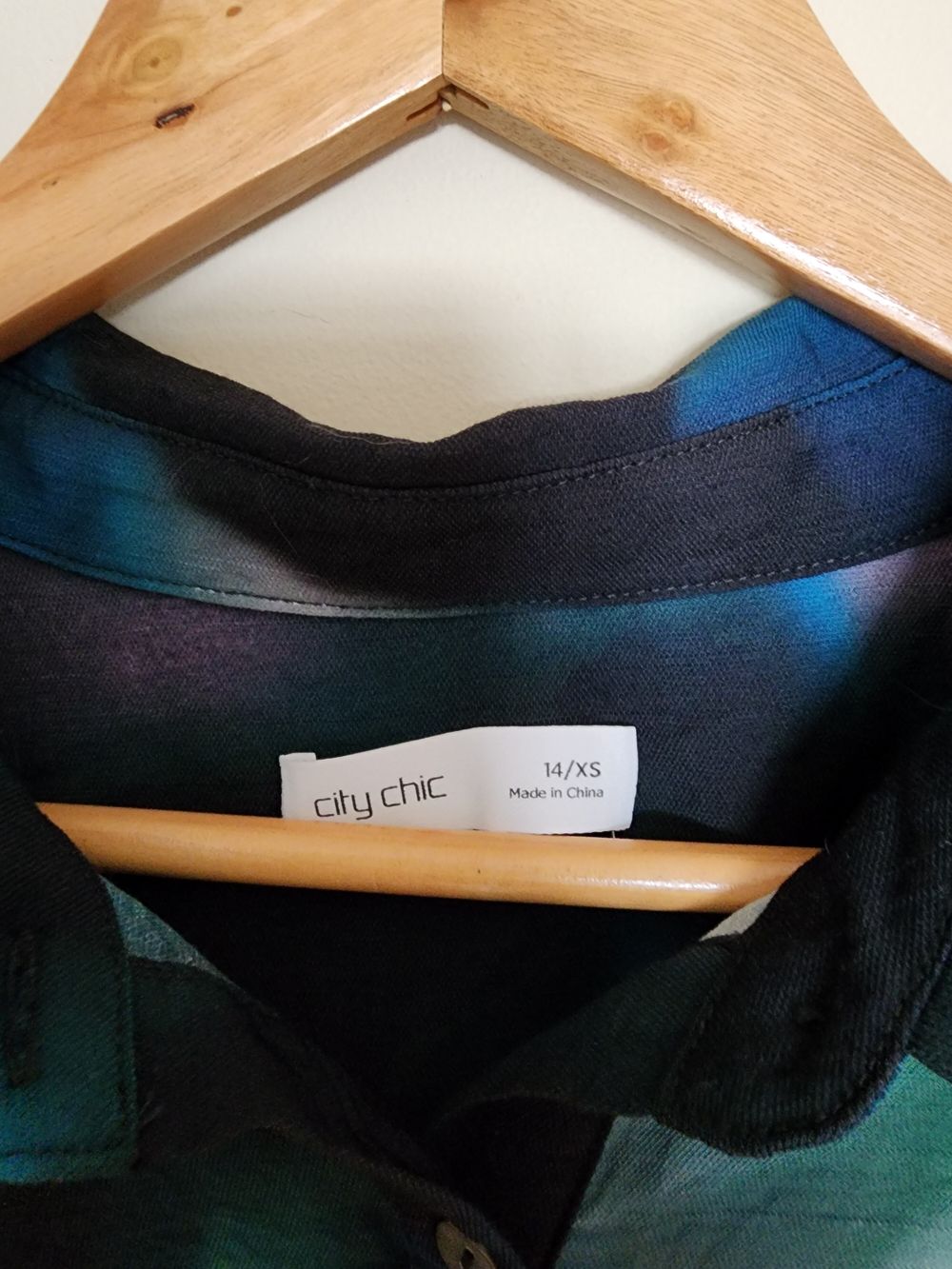 City Chic Blue Green Long Sleeve Shirt