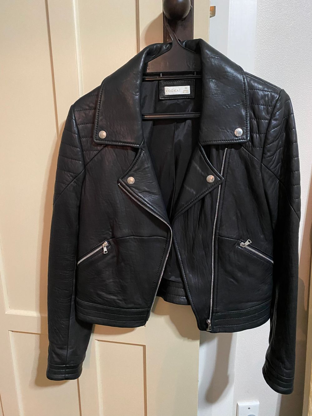Obey Rapture Black Leather Obey Faux Leather Jacket Kookai Kookai Willow  Genuine Leather Jacket On Designer Wardrobe
