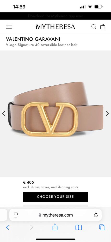 Valentino Vlogo 40 Reversible Leather Belt 85cm
