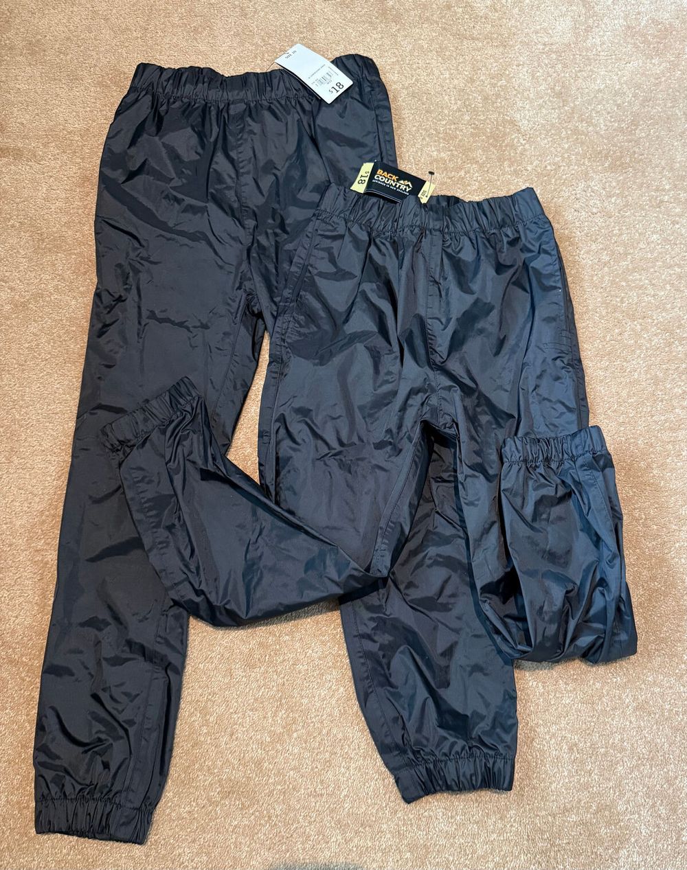 Kids black water-resistant black pants x2
