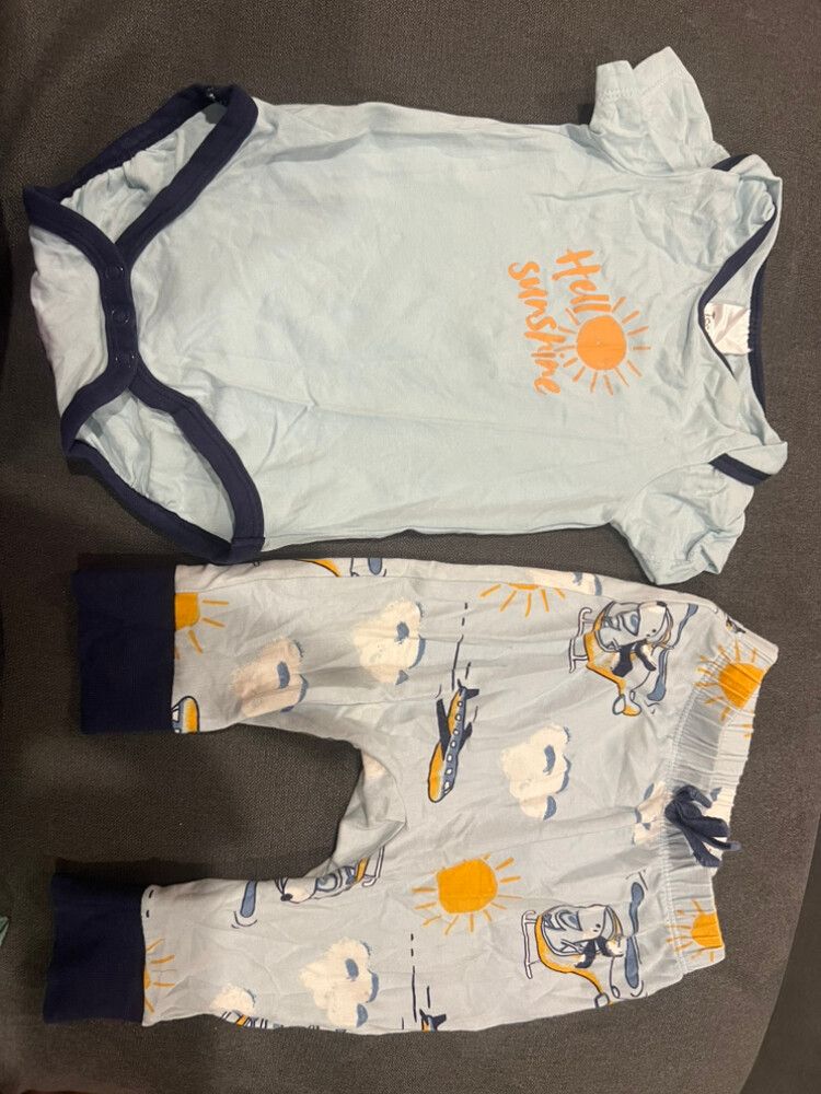 Baby blue onesie and pants set