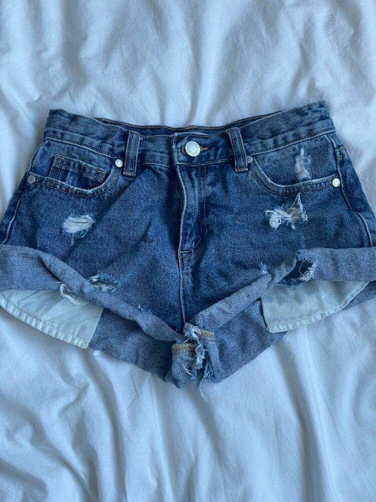 Ripped Denim Shorts