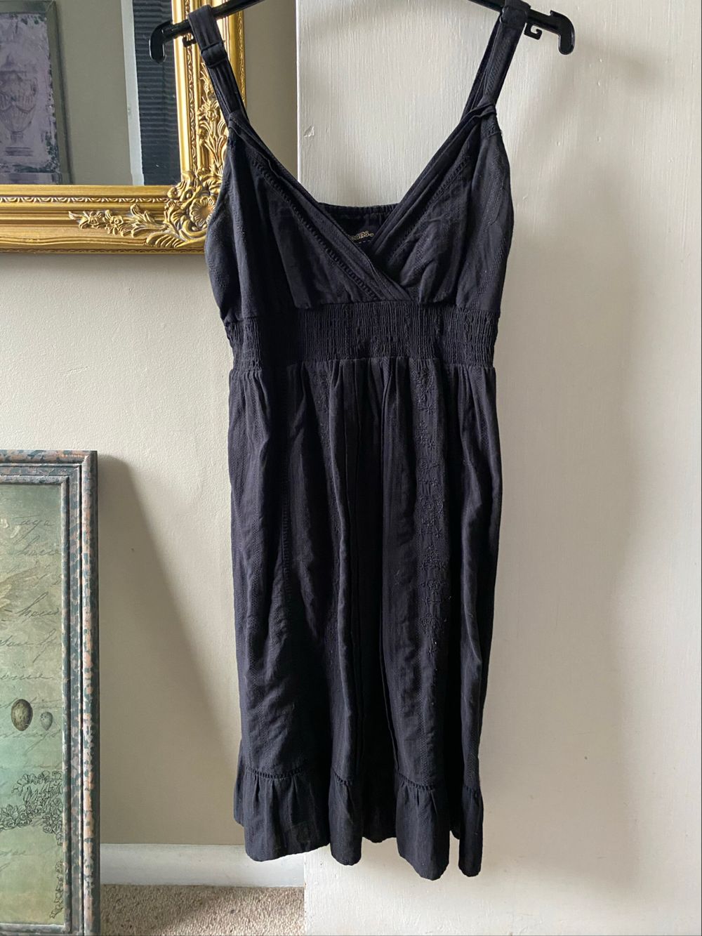 Black Smocked Waist Sundress just jeans