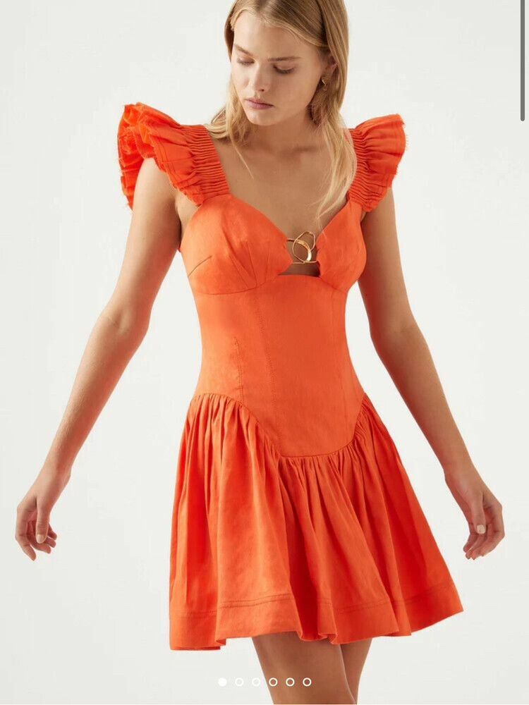 aje orange mini dress AJE Gracious Cut Out Mini Dress Saffron. Size 8, 12 & 14. RRP $570, rent for $80. The dreamiest stand out piece x x