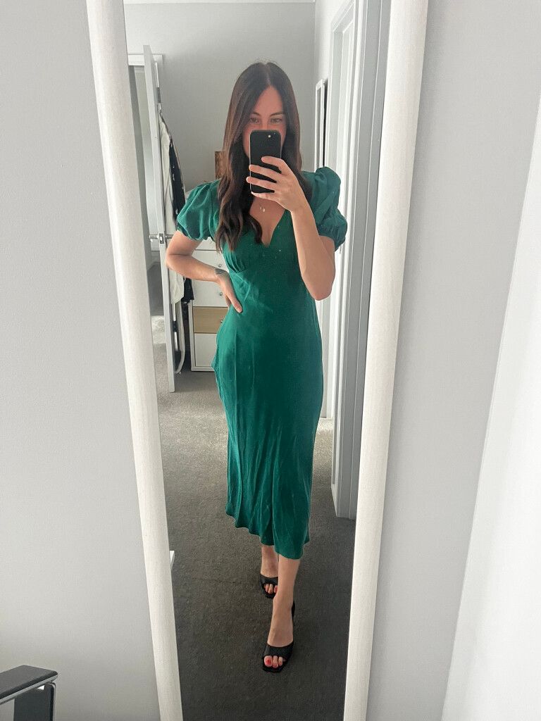 green midi dress australia Lorelei Wrap Midi Dress | Jade & Gold Floral Wedding Guest Dress Australia main image 1