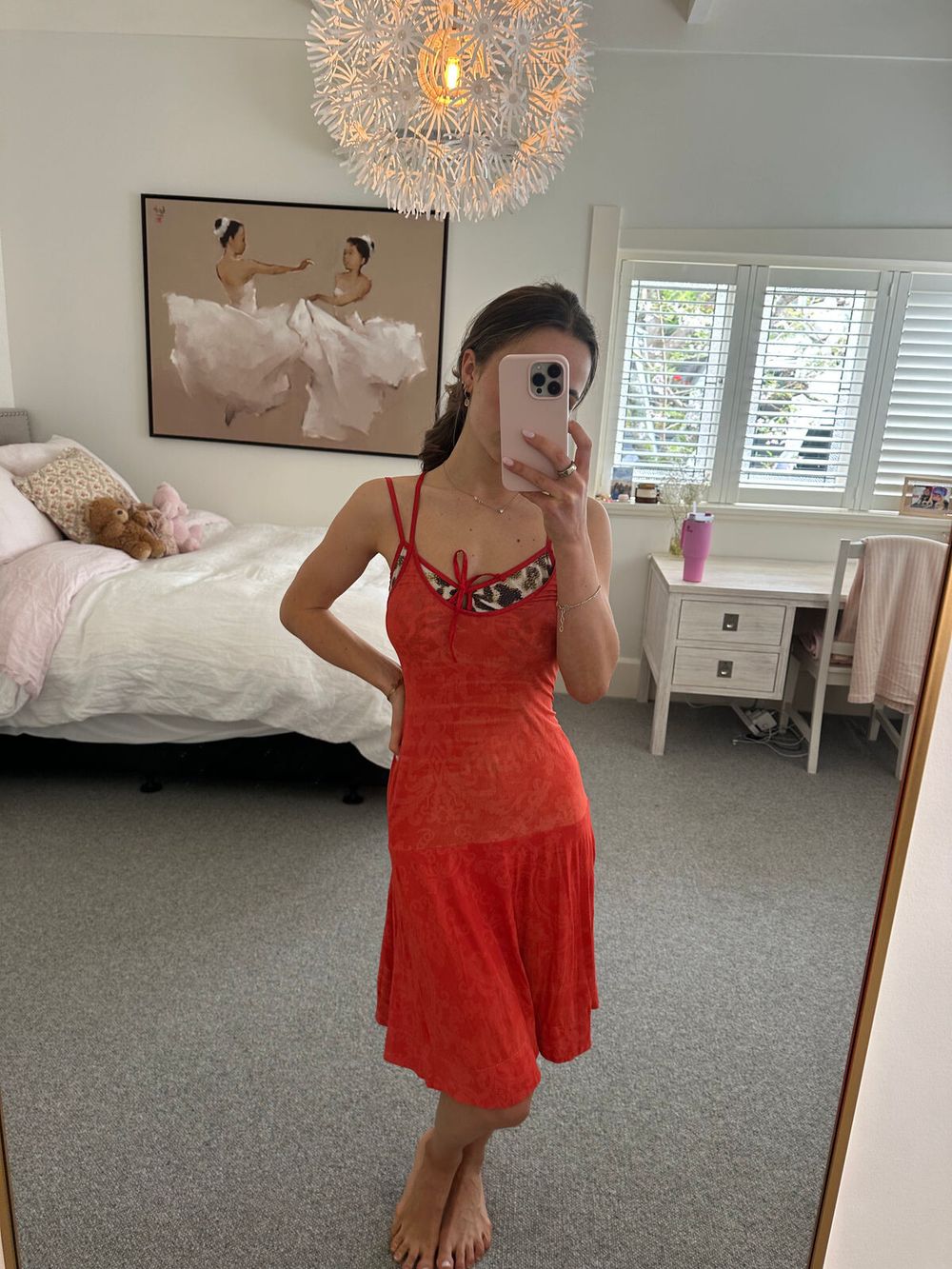 open lace back dress Vintage Roberto Cavalli Red Silk Chiffon Gown  NN VINTAGE