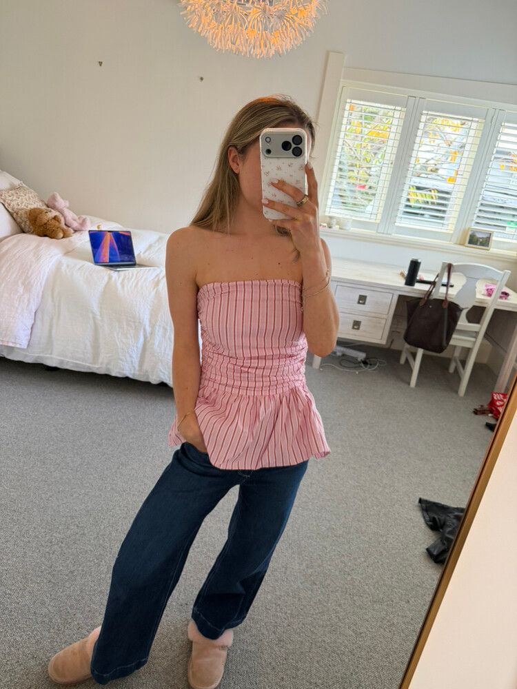 RUBY Pink Striped Top Size 8