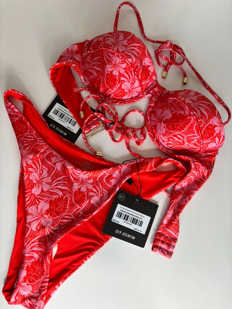 BRAND NEW WITH TAGS Beginning Boutique 9.0 Swim Pink Floral Bikini Size 10