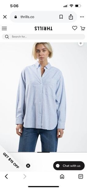 THRILLS Blue and White Striped Shirt