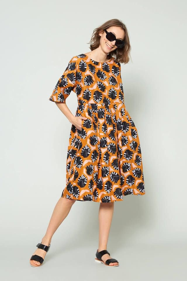 Gorman Orange Lemur Print Dress