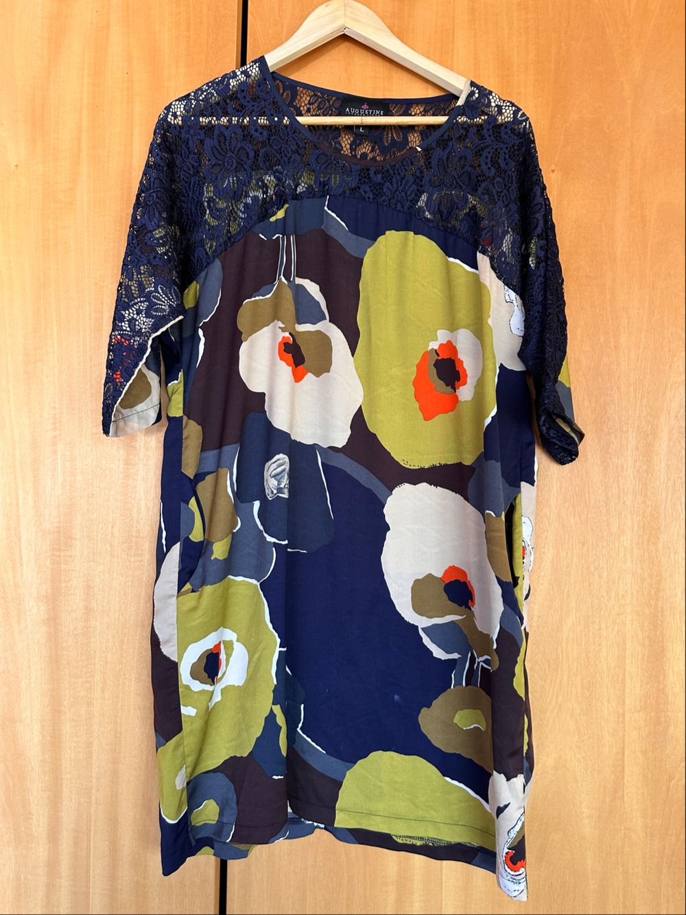 Augustine International Navy Floral Lace Dress