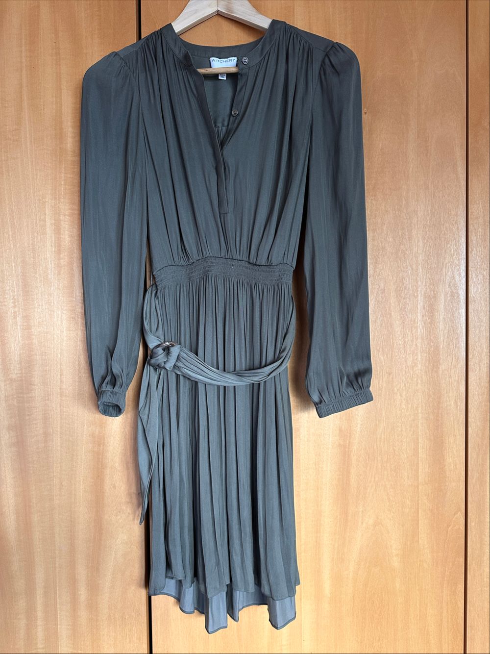 Witchery Grey Pleated Midi Dress