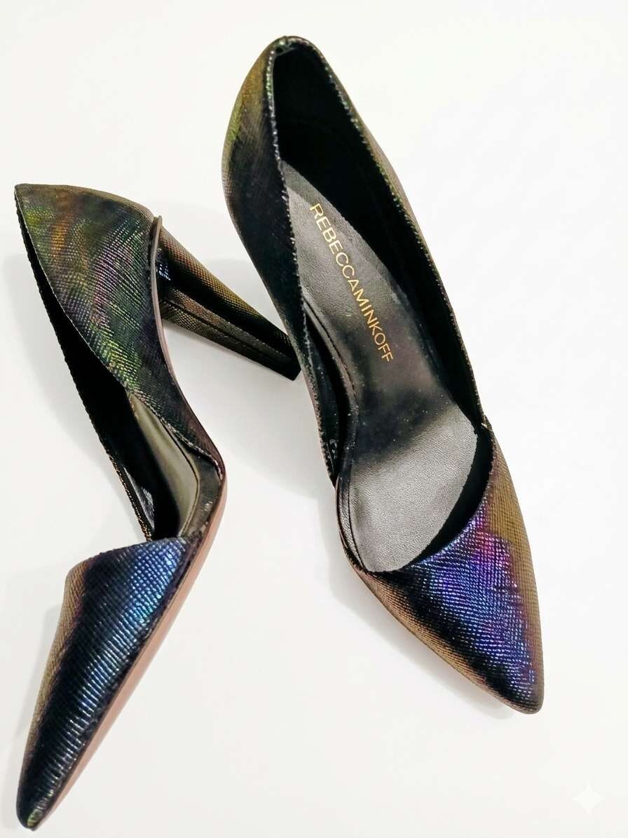 Stunning Leather Oil Slick Iridescent Pumps (US Designer)