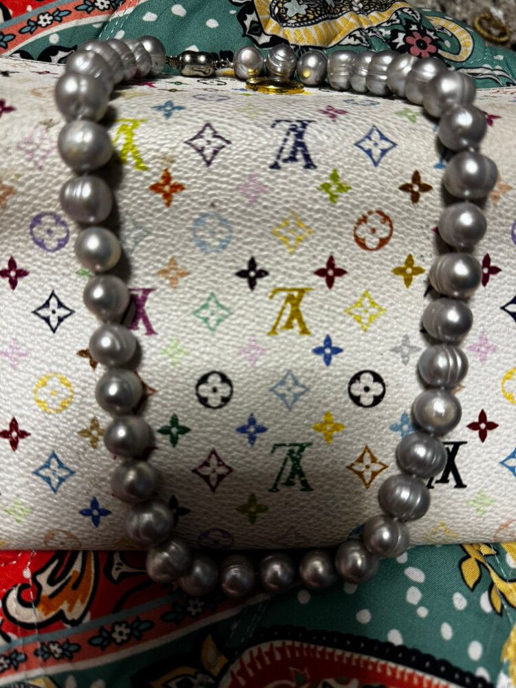 stunning+ 18" 11-13 mm Real natural south sea grey pearl necklace 14k gold