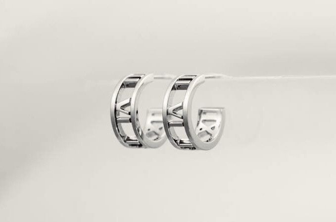 Tiffany Atlas Roman Numeric Silver Hoop Earrings