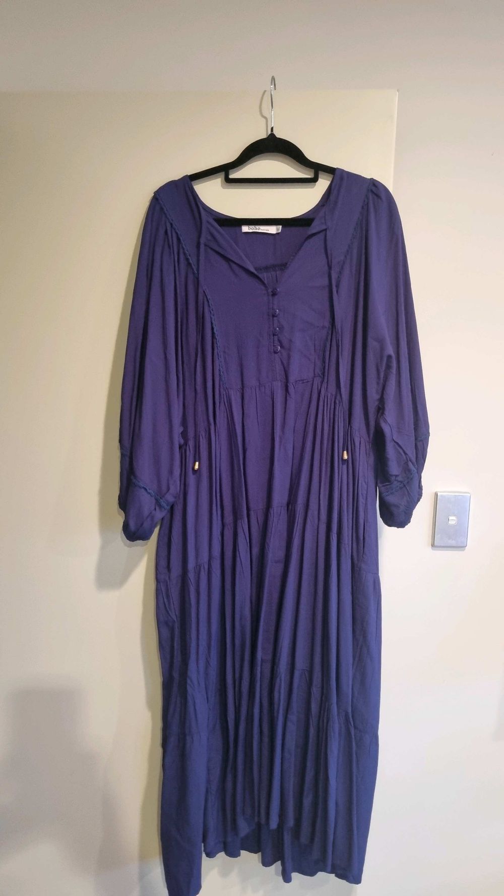 Boho Australia Purple Tiered Midi Dress
