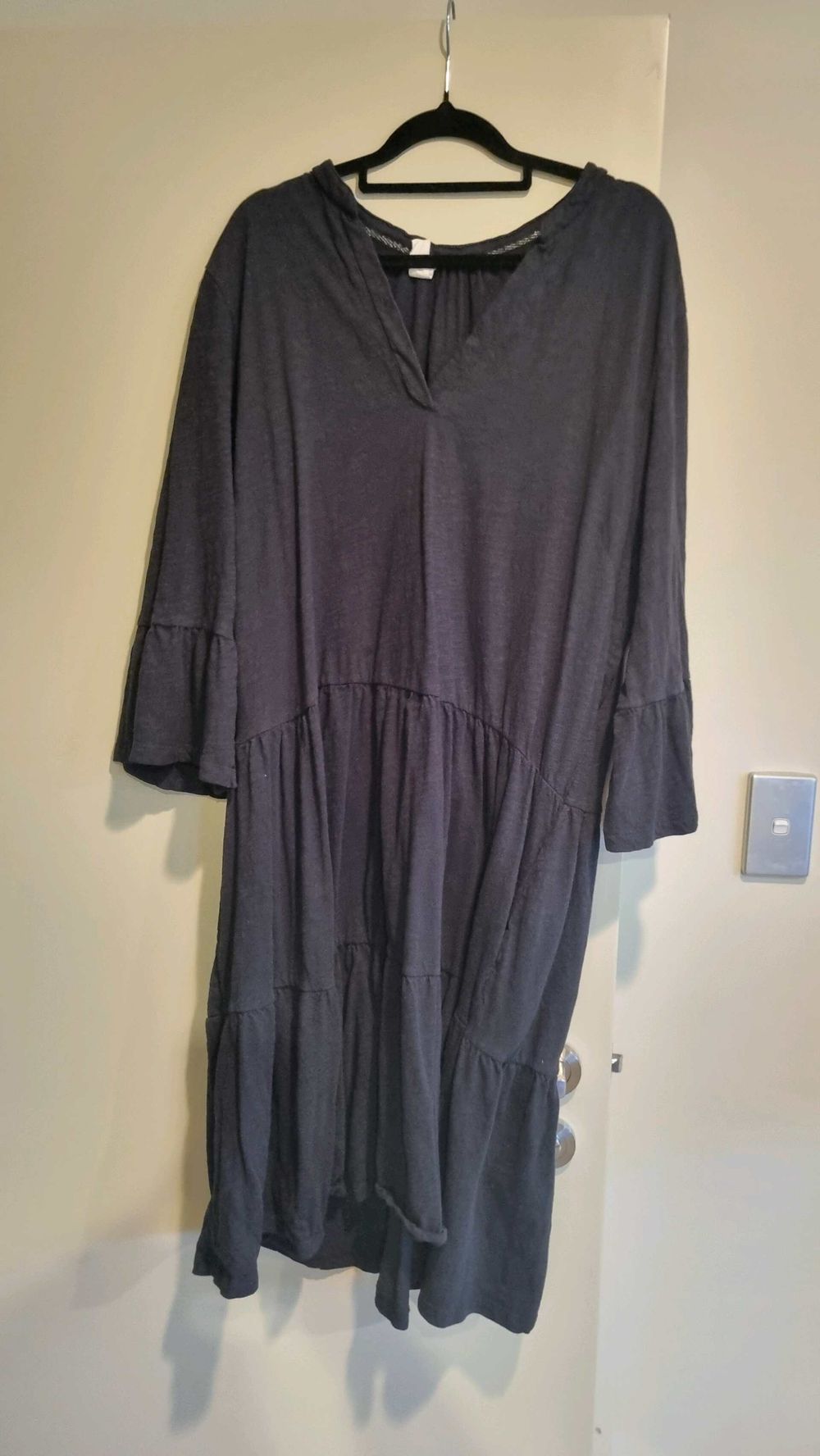 Elm Black Tiered Midi Dress