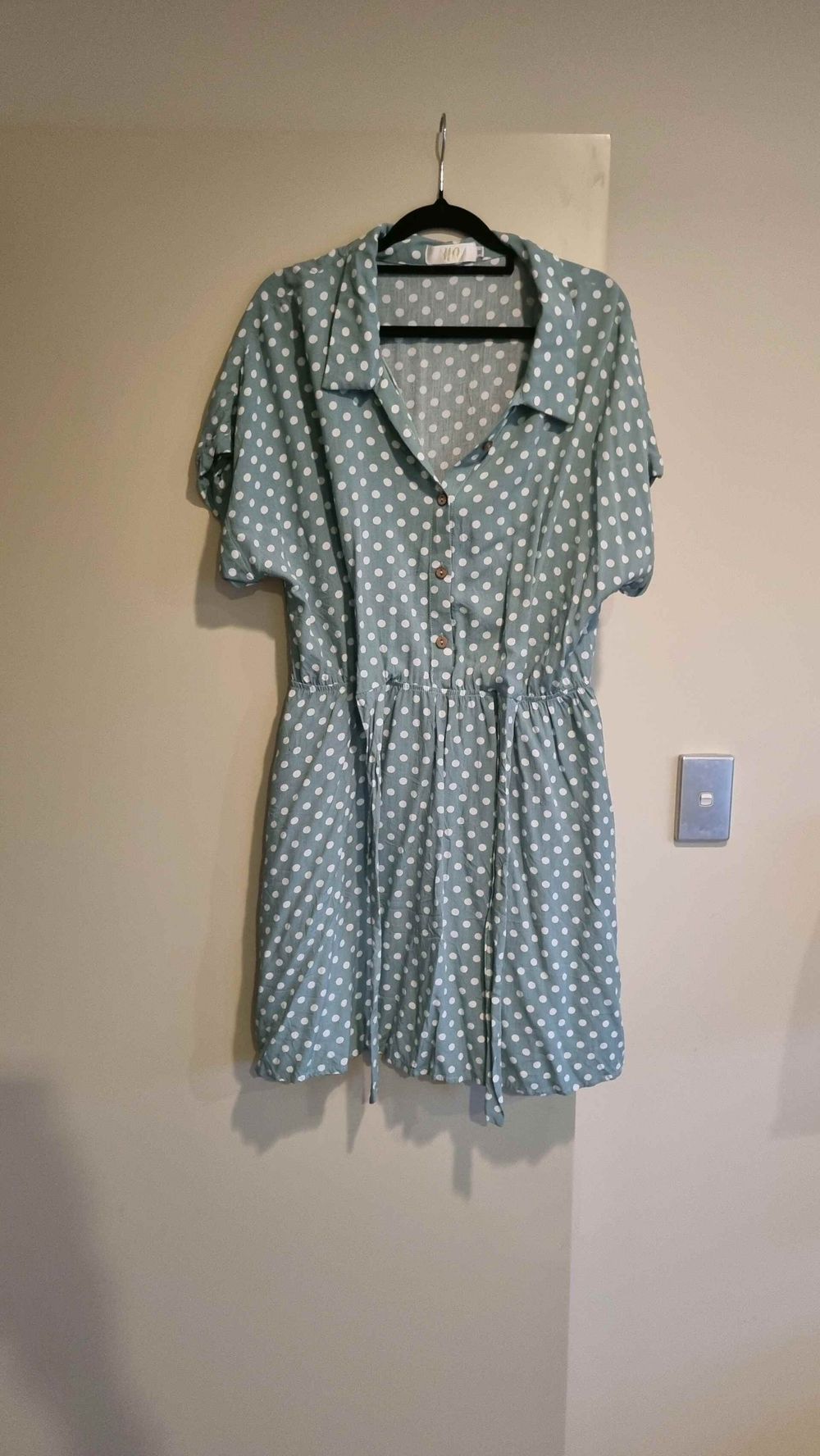 HQ Blue Polka Dot Shirt Dress