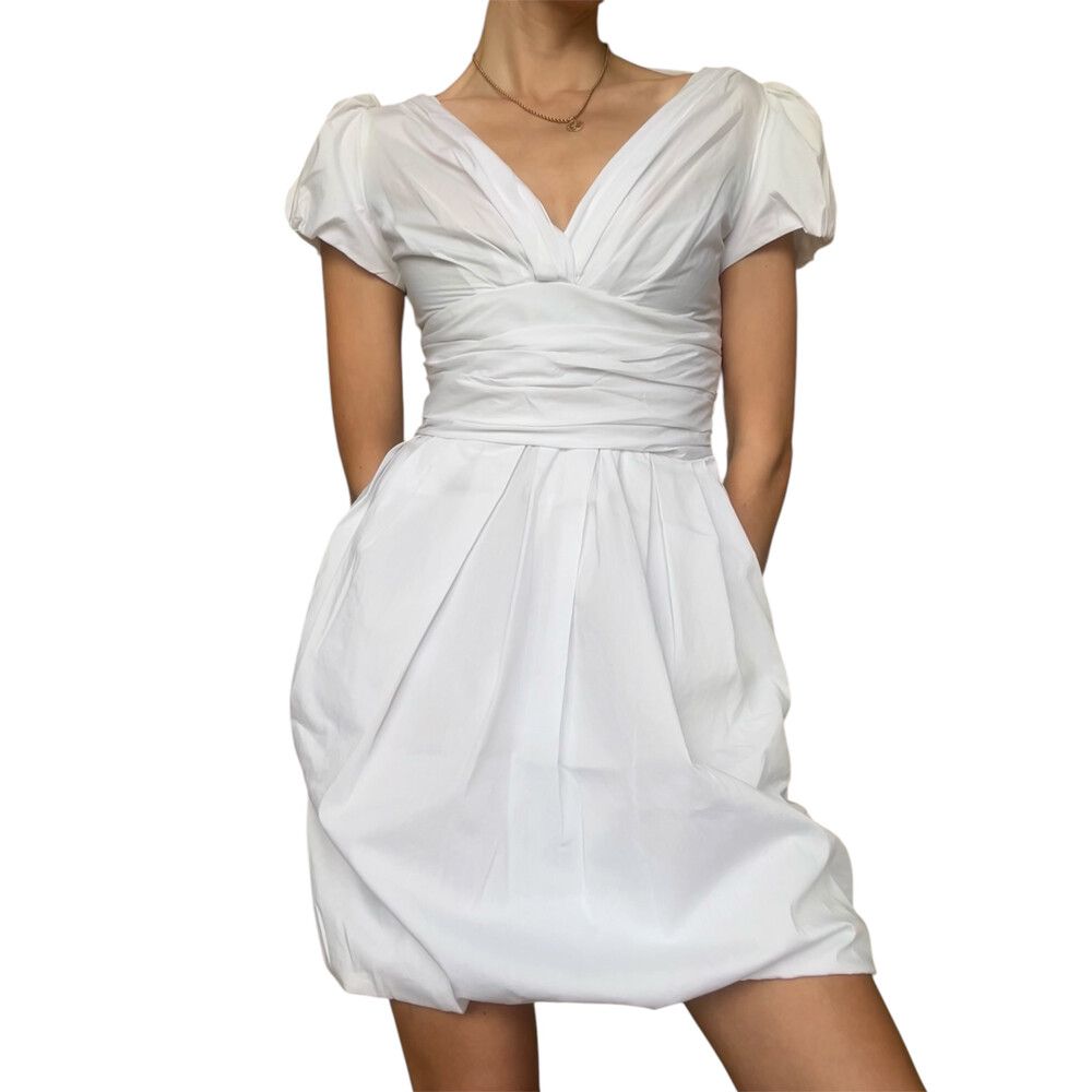 Moschino Cheap & Chic rouched waist white dress
